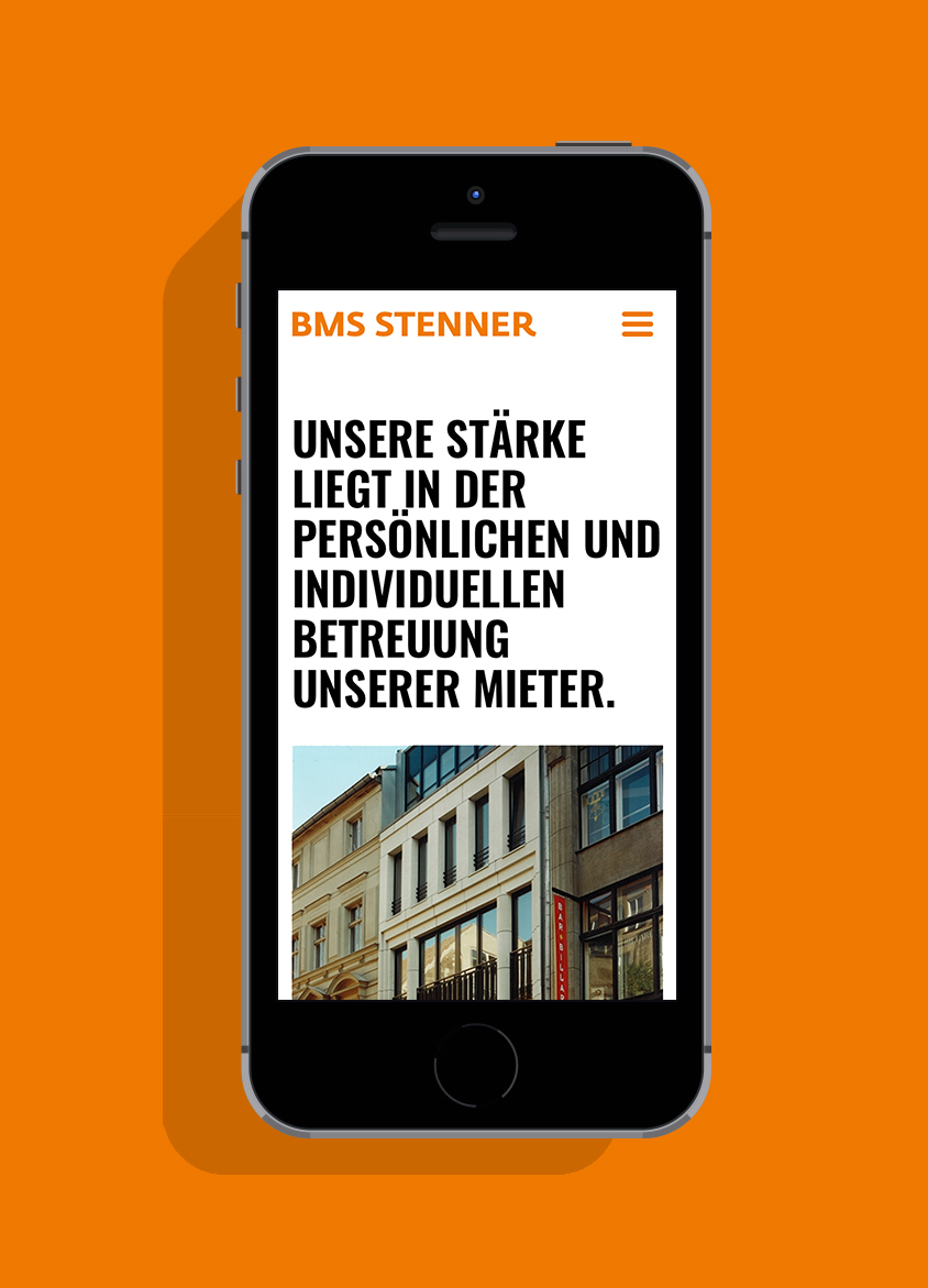 Die Startseite der BMS Stenner in der Ansicht auf einem Smartphone