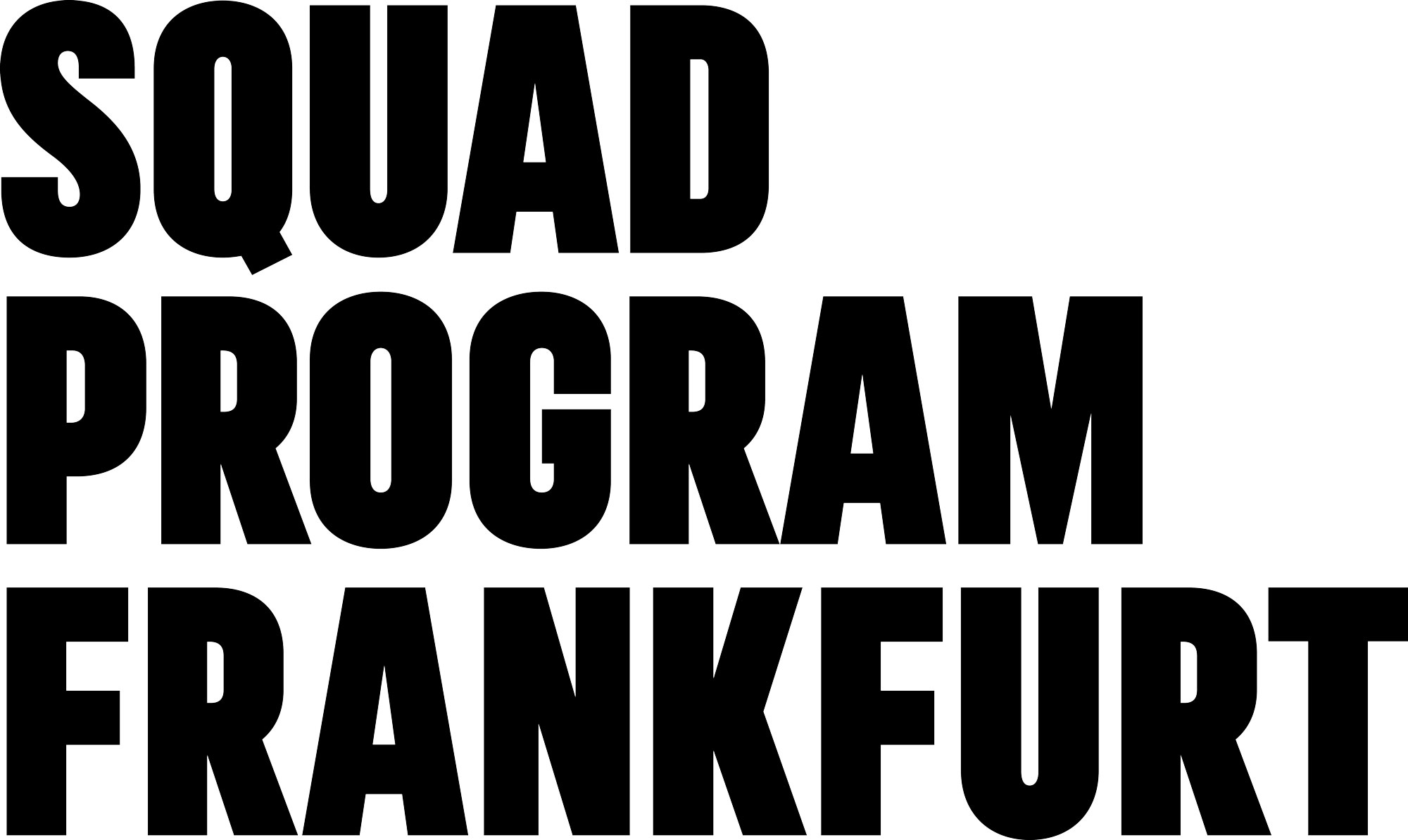 Logo des Squad Program Frankfurt, nur Text in bolden Großbuchstaben